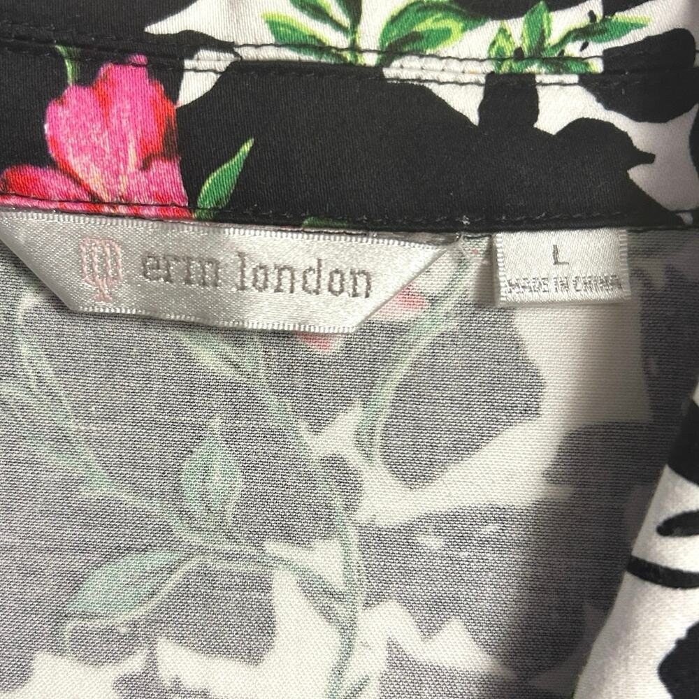 Floral Blazer Large Black White Pink Blue Stretch Statement Jacket Snazzy 90's - Picture 4 of 12